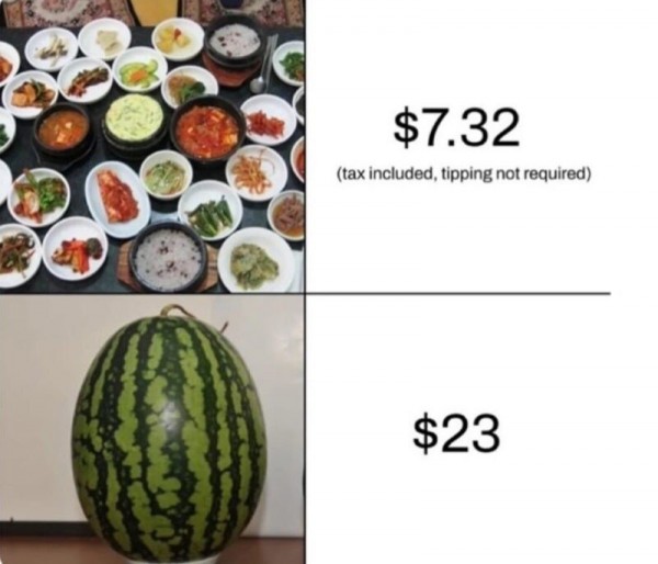 외국인이 느끼는 한국 음식 가격 