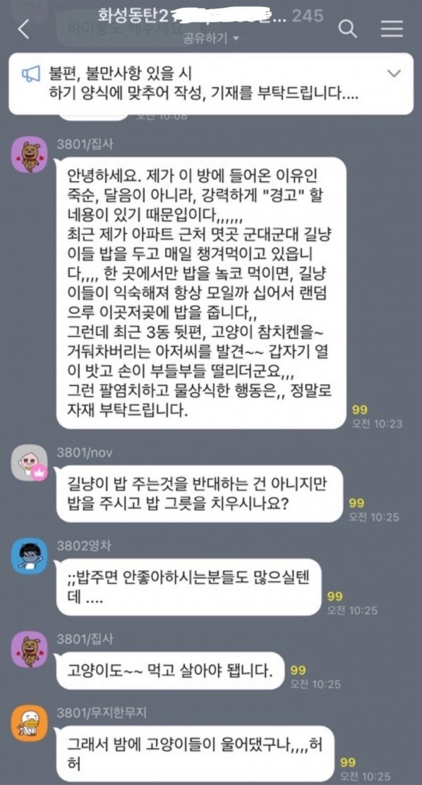실시간 동탄 오픈톡 캣맘 등장