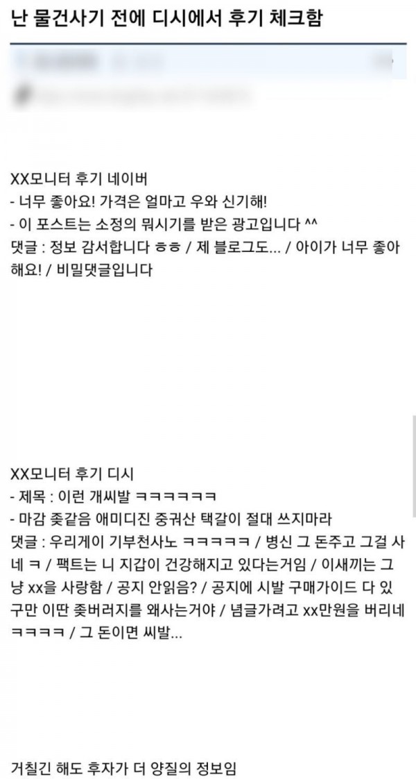 물건 사기 전에 디시에서 후기 체크하는게 필수인 이유