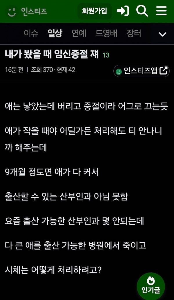 36주 임신 중절 브이로그 주작 의혹