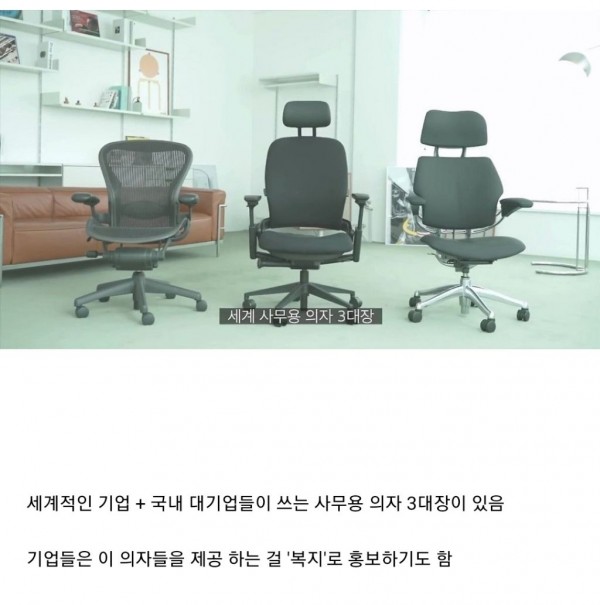 백만원은 기본으로 넘는다는 세계 3대 사무용 의자