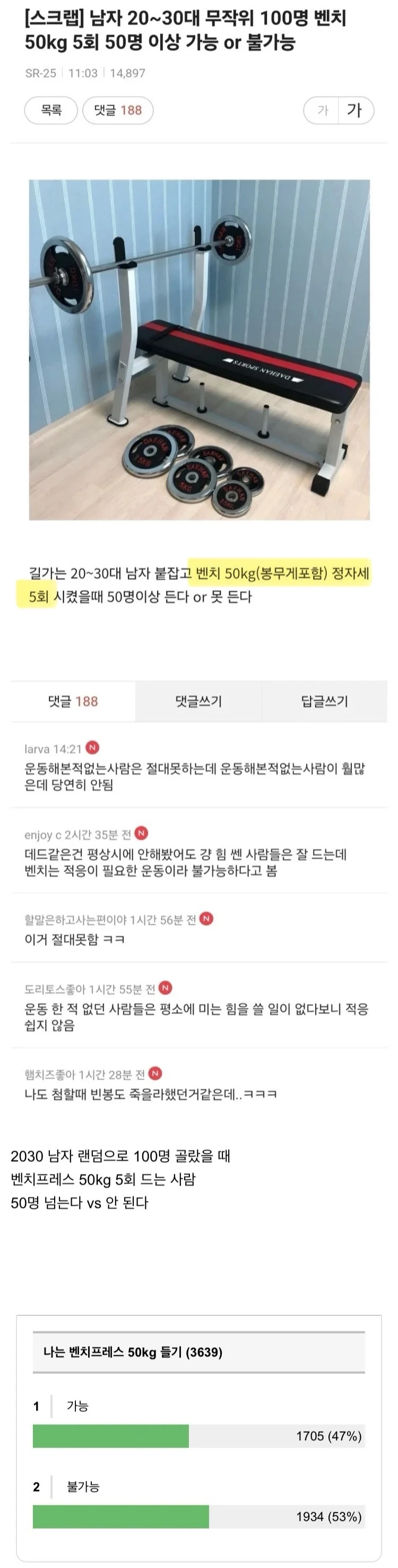 싱글벙글 요즘 헬스 커뮤니티 최대 논쟁