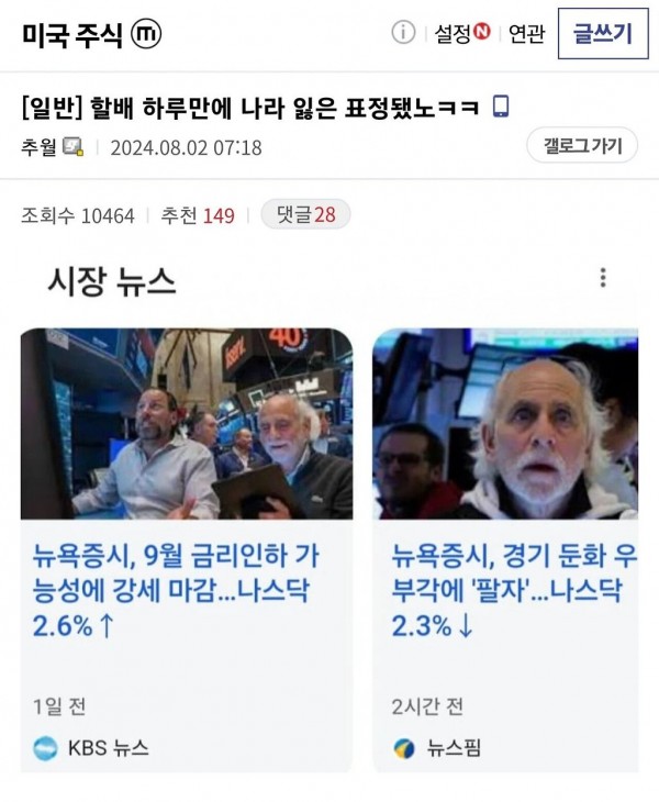 정신놔버린 미국 주식갤러리 상황