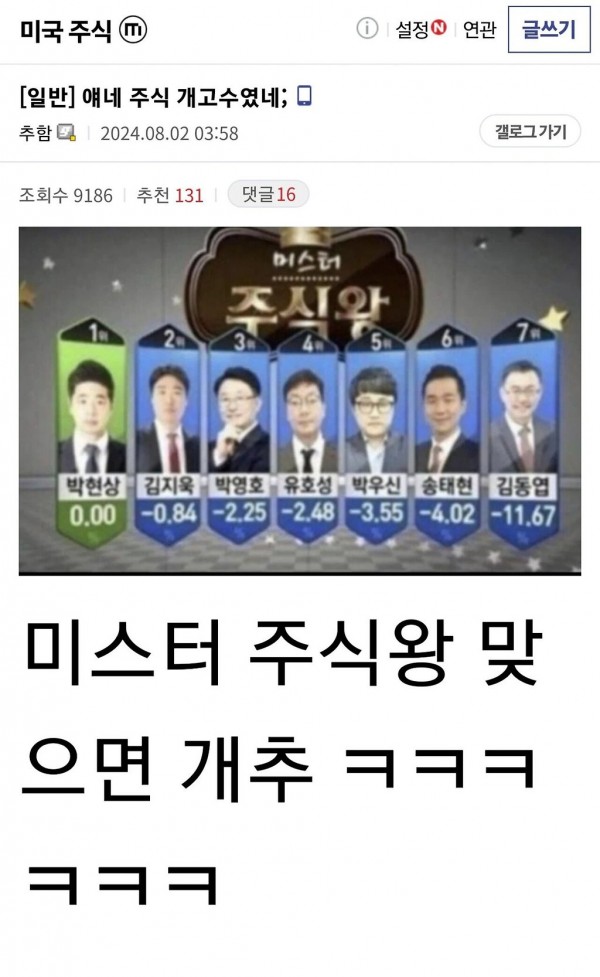 정신놔버린 미국 주식갤러리 상황