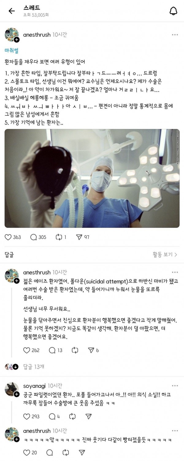 마취과 의사가 말하는 환자들 마취 유형