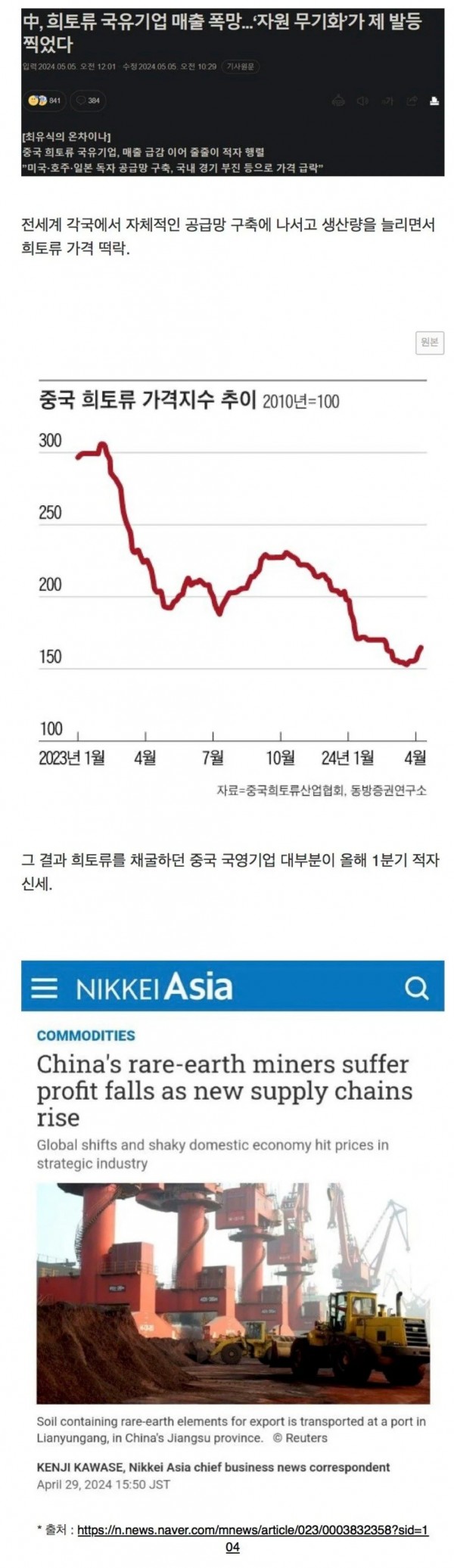 희토류로 갑질하던 중국 근황 