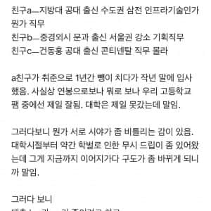 대기업 간 지방대 친구 학벌로 무시했다가 싸움남 