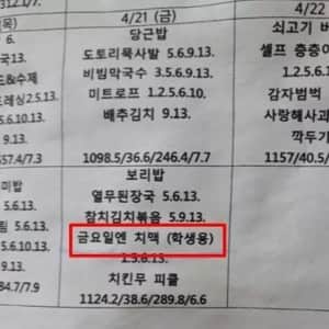 미성년자 급식에 치맥 나오는 학교