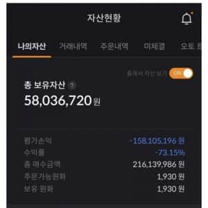 코인으로 1억 5천만원 잃은 디시인