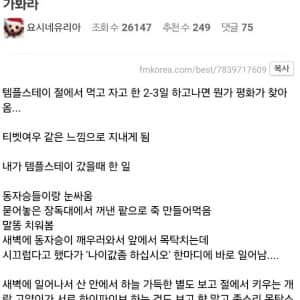 좀 번잡하고 외로운 애들은 템플스테이 가봐라