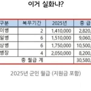 요즘 병사 월급 근황