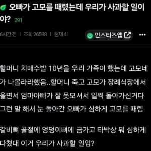 오빠가 고모 팼는데 잘못한 거임?