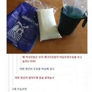 누가 우유를 비닐에 포장하냐??