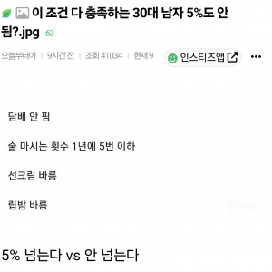 이 조건 다 충족하는 30대 남자 5%도 안 됨?