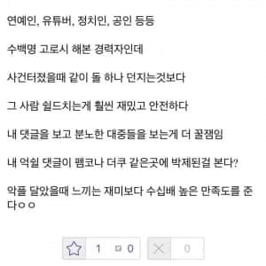 요샌 쿨찐 악플의 시대는 갔고, 억빠의 시대임 