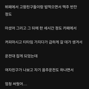 음주운전으로 여자친구랑 싸운 블라인