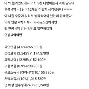의사 연봉 4억을 이렇게 생각하는 거였구나 ㅋㅋ