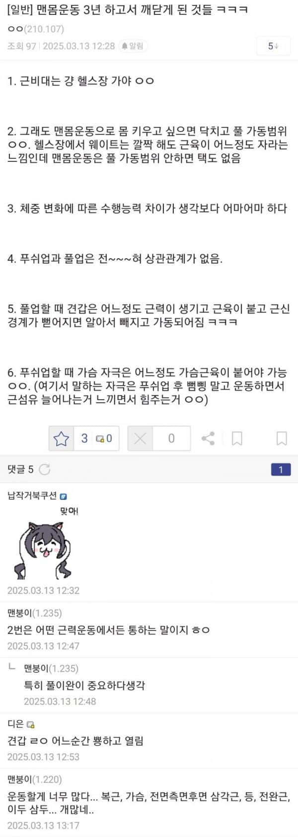 dccapture_20250313_152248.jpg 맨몸운동 3년하고서 깨닫게 된 사실들