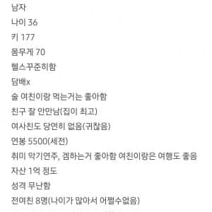 여초에서 반응 안좋은 36살 남자 스펙