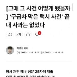 구급차 막고 책임지겠다던 택시기사 사건 결말 