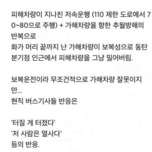정속주행 일삼던 버스 보복운전으로 개박살 ㄷ 