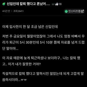 신입인데 칼퇴했다고 혼난 인티녀 