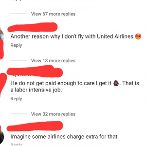 미국 항공사 United Airlines 충격적인 근무태도