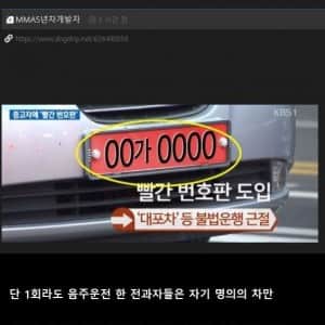 음주운전 전과자들 차 번호판 아이디어