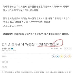 인터넷 중독 5년 이상이면 뇌 회복은 불가능