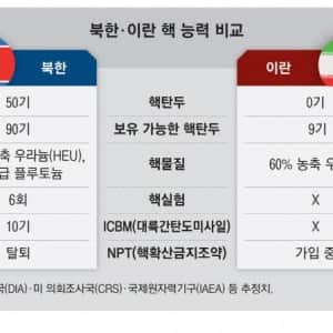 북한 이란 핵능력 차이 