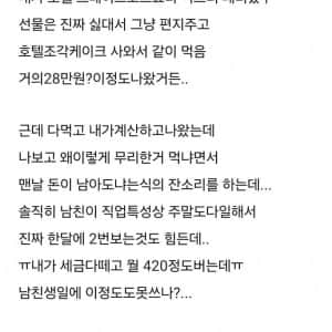자기 생일에 28만원 썼다고 화내는 남친 