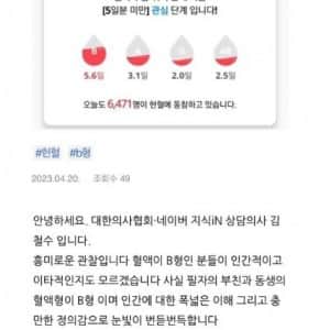 B형 혈액이 항상 많은 이유