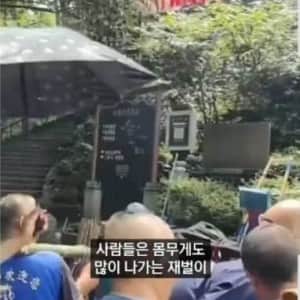 10시간 동안 가마타고 등산한 130kg