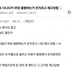 부장 횡령하는거 꼰지르고 해고당함