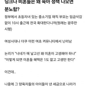 딩크나 비혼들은 왜 육아정책이 나오면 분노함? 