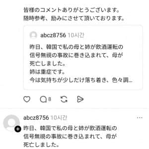 일본인 관광객 사망사고 동생으로 추정되는 쓰레드 글