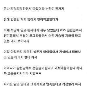 비데에서 똥 싸다가 감전된 아버지