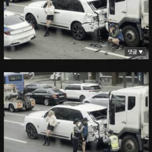 어제자 롤스로이스 vs 화물차 사고 ㅠㅠ