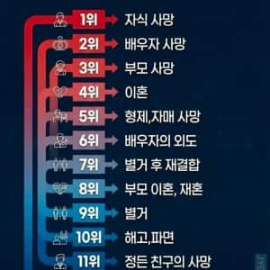 인간이 느끼는 스트레스 순위 