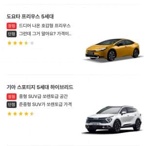 업데이트된 엔카의 차종 한줄 평 