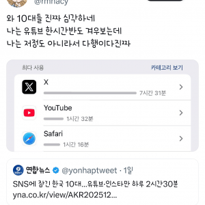 와 10대들 진짜 심각하네