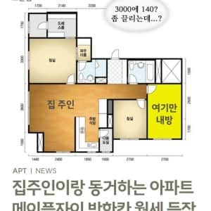 집주인이랑 동거하는 방한칸 월세