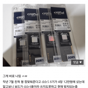 램 잘못 사서 돈 묶인 싱갤러