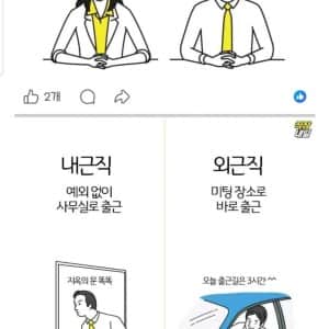 내근직과 외근직의 흔한 차이점