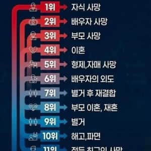 인간에게 가장 큰 스트레스를 주는 일 순위