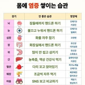 절대 하면 안되는 몸에 염증 쌓이는 습관