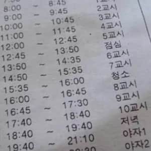 그 시절.. 아재들 고등학교 시간표