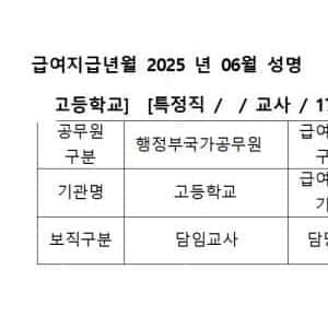 7년차 고딩 여교사 월급