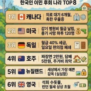 한국인이 이민 가서 후회하는 나라 top8