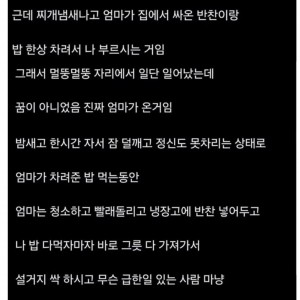 꿈속에서 애가 배고프다고 하니 첫차타고 달려온 엄마